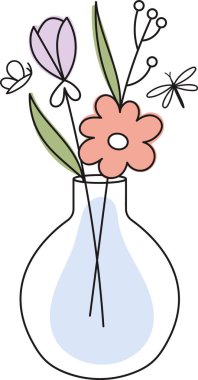 Çiçeklerle dolu vazo Özet Vektör ResmiComment