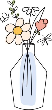 Çiçeklerle dolu vazo Özet Vektör ResmiComment