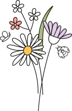 Çiçek Buketi Özet Vektör İllüstrasyonu