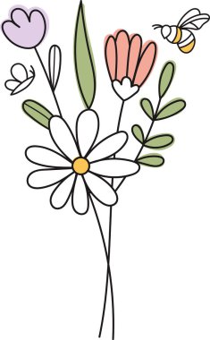 Çiçek Buketi Özet Vektör İllüstrasyonu