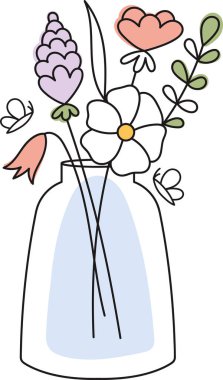 Çiçeklerle dolu vazo Özet Vektör ResmiComment