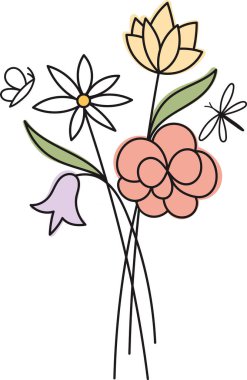 Çiçek Buketi Özet Vektör İllüstrasyonu