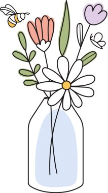 Çiçeklerle dolu vazo Özet Vektör ResmiComment