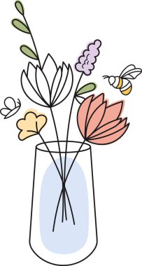 Çiçeklerle dolu vazo Özet Vektör ResmiComment
