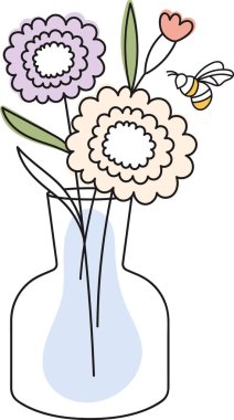 Çiçeklerle dolu vazo Özet Vektör ResmiComment