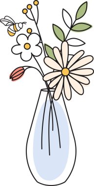 Çiçeklerle dolu vazo Özet Vektör ResmiComment