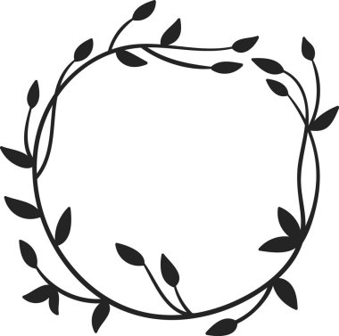 Çiçek Çerçeve Çelengi Siluet Vektör İllüstrasyonu