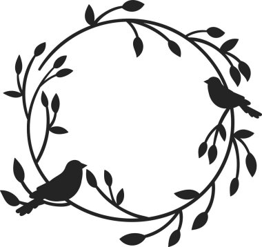 Çelenk Çelengi Silüeti ve Kuş Vektörü Resimleri