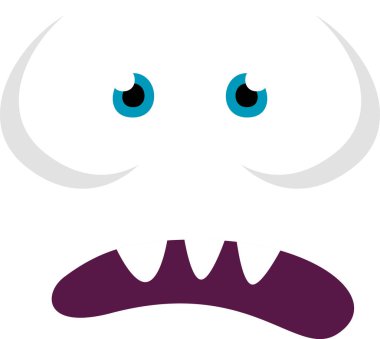 Çizgi Film Canavarı Yüz Vektörü İllüstrasyonu