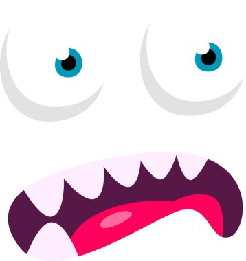 Çizgi Film Canavarı Yüz Vektörü İllüstrasyonu