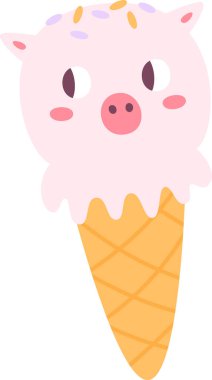 Domuz Şekli Dondurma Vektörü İllüstrasyonu