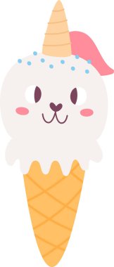 Unicorn Şekil Dondurma Vektörü İllüstrasyonu