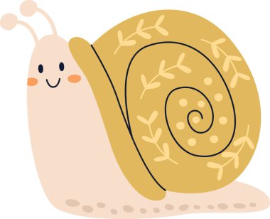 Sevimli çizgi salyangoz vektör çizim