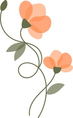 Dallar Vektör İllüstrasyonlu Soyut Çiçek