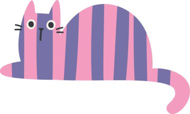 Çizgili Desen Vektör İllüstrasyonlu Kedi