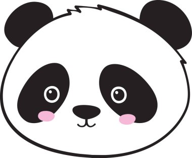Panda Suratlı Doodle Vektör İllüstrasyonu