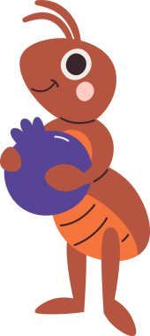 Çilek taşıyıcı illüstrasyonlu Çekirge Bebeği