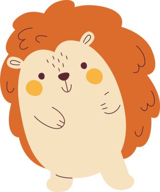 Kirpi Hayvanı Ayakta Duran Vektör İllüstrasyonu