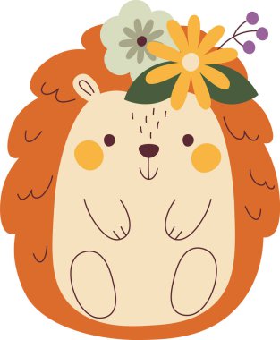 Çiçek Vektörü İllüstrasyonlu Kirpi