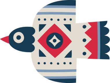 İskandinav Halk Biçimi Kuş Vektörü İllüstrasyonu