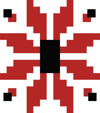 Ukrayna Geleneksel Nakış Element Vektörü İllüstrasyonu