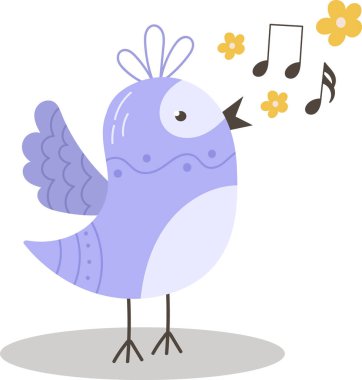 Şarkı Söyleyen Kuş Hayvan Vektörü İllüstrasyonu