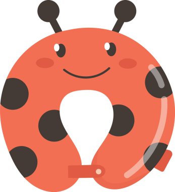 Seyahat Yastığı Uğur Böceği Vektörü İllüstrasyonu