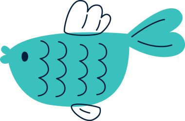 Balık Çocuk Hayvan Vektörü İllüstrasyonu