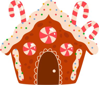 Krema Vektörü İllüstrasyonlu Şeker Evi