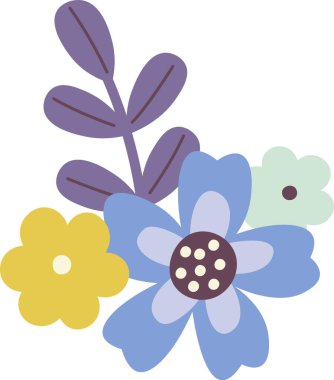 Çiçekler Botanik Süs Vektörü İllüstrasyonu