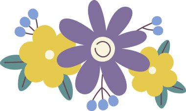 Çiçekler Botanik Süs Vektörü İllüstrasyonu