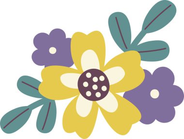 Çiçekler Botanik Süs Vektörü İllüstrasyonu