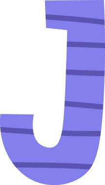 J Harfi Çocuksu Alfabe Vektörü İllüstrasyonu