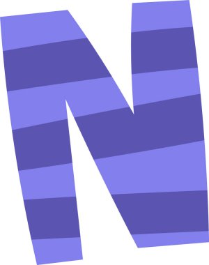 N Harfi Çocuksu Alfabe Vektörü İllüstrasyonu