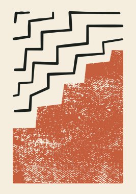 Soyut Grunge Geometrik Poster Vektör İllüstrasyonu