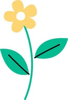 Karikatür Çiçek Simgesi Vektör İllüstrasyonu
