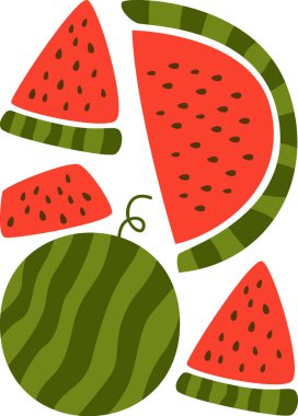 Karpuz Meyveleri Deseni Arkaplan Vektör İllüstrasyonu