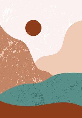 Doku Vektörü İllüstrasyonlu Manzara Dağları Arkaplanı