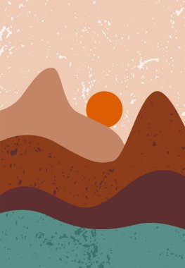 Doku Vektörü İllüstrasyonlu Manzara Dağları Arkaplanı