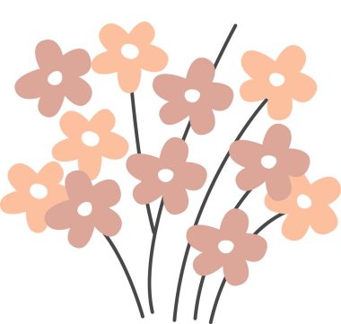 Yaban Çiçekleri Vektör İllüstrasyonu Buketi