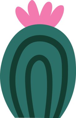 Çiçekli Kaktüs Bitkisi Çocuksu Vektör İllüstrasyonu