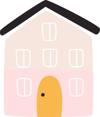 Childish House Binası Vektör İllüstrasyonu