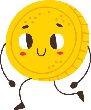 Bozuk Para Çizgi Film Karakteri Vektör İllüstrasyonu