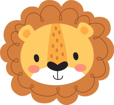 Aslan Hayvan Yüzlü Vektör İllüstrasyonu