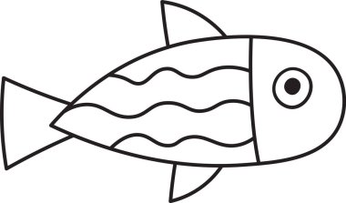 Sea Fish Doodle Vektör İllüstrasyonu