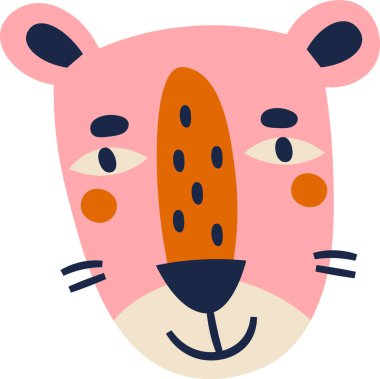 Leopar Yüzlü Portre Vektörü İllüstrasyonu