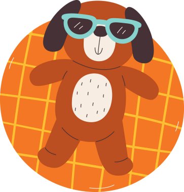 Köpek Yüzük Vektörü İllüstrasyonunda Güneşleniyor