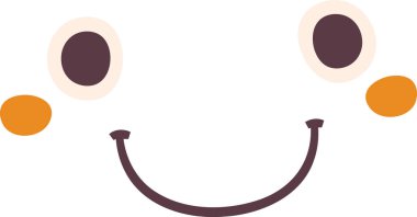 Mutlu Çizgi Film Yüz Vektör İllüstrasyonu