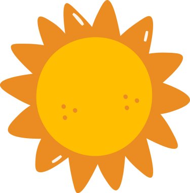 Güneş Çizgi Filmi Doodle Vektör İllüstrasyonu