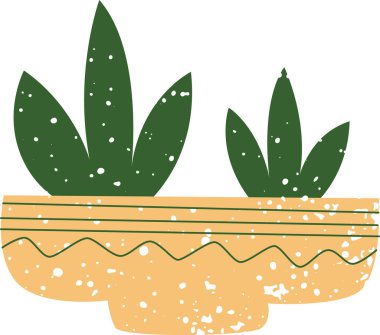 Çömlek Sıçratma Doku Vektörü İllüstrasyonuna Bitkiler